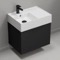 Floating Small Black Bathroom Vanity, Modern, 24